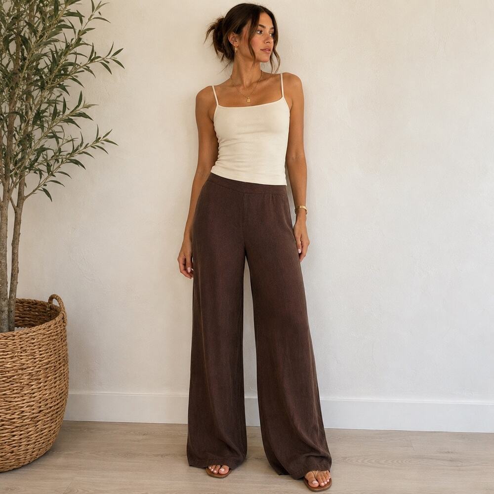 Zara Brown Lyocell Wide Leg Pants Sz 10